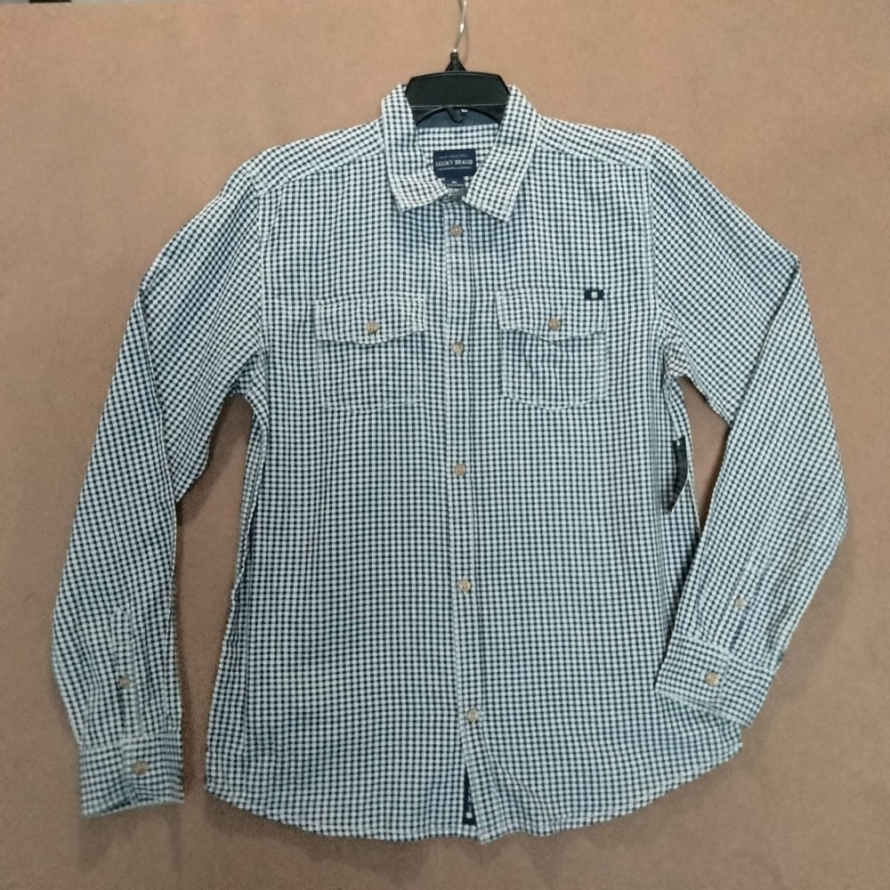 lucky Brand Big Boys Long Sleeve Plaid Shirt Size XL. 100% cotton